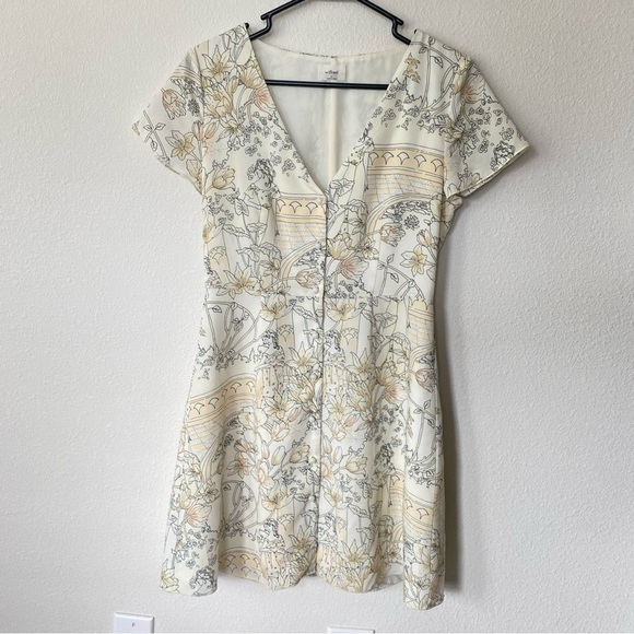 ARITZIA | Wilfred Nazaire Dress Buttoned Fit-and-Flare Mini White & Yellow Sz SM - Picture 2 of 8